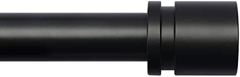 Adjustable Curtain Rod 16-144 Inches 1 Inch Diameter Black Aluminum Finials