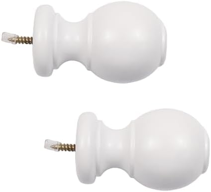 Antrader White Wood Curtain Rod Finials 2 Pcs