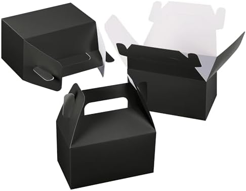 XAGLVV 24 Pcs Black Party Favor Box with Handles