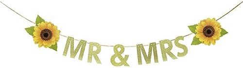 JENSENLIN Mr Mrs Sunflower Wedding Banner