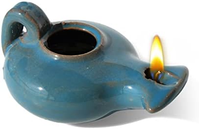 Herodian Glazed Oil Lamp Blue Handmade Hanukkah Judaica Gift