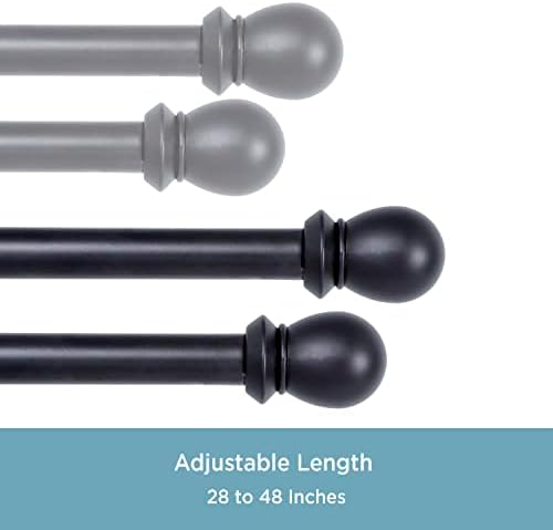 Kenney KN85000 Scroll Ball Window Double Curtain Rod Black 58 Diameter