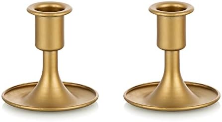 Gold Candlestick Holders for Taper Candles Set of 2