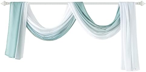 NAPEARL Ombre Window Scarf Valance Green 144 Inches