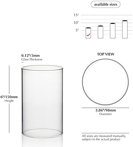 WGVI Hurricane Candle Holder Sleeve 2 Pieces Clear Glass Cylinder
