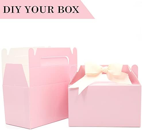 Oletx 50Pcs Pink Gable Gift Boxes for Parties