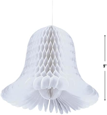 Elegant White Bridal Honeycomb Tissue Paper Bells 9 Inch 2 Pc
