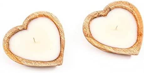 Heart Shaped Wooden Bowl Candle with 3 Wicks 5 oz