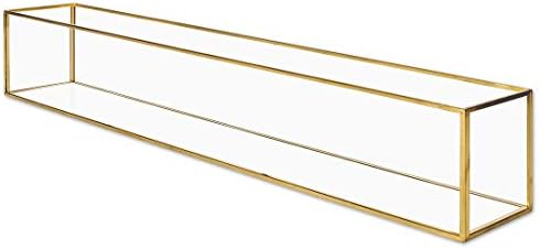 Koyal Wholesale 24 Inch Long Gold Glass Candle Holder Tray for Centerpieces