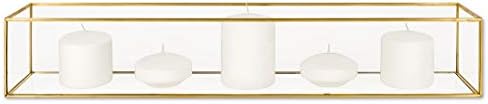Koyal Wholesale 24 Inch Long Gold Glass Candle Holder Tray for Centerpieces