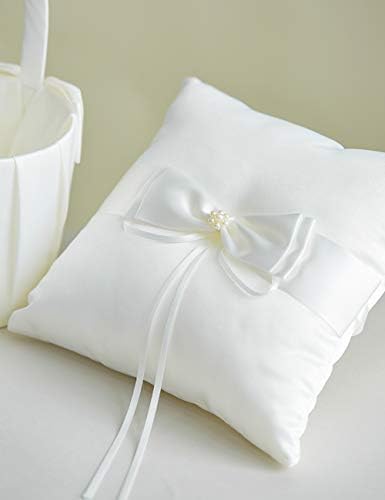 Wedding Flower Girl Basket and Ring Bearer Pillow Set - Ivory