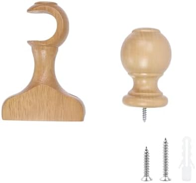 T Tulead Curtain Rod Brackets and Finials Kit 114 Inch Wooden Screw Ends