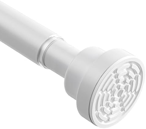 Adjustable Spring Tension Rod 30 To 64 Inch White Curtain Rod No Drilling