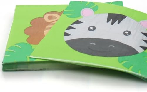 100 Pcs Jungle Safari Animal Napkins for Kids Birthday Party
