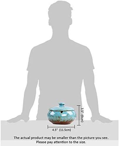 Lependor Ceramic Ashtray with Lid Windproof Blue