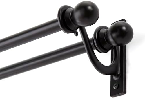 Kenney KN85000 Scroll Ball Window Double Curtain Rod Black 58 Diameter