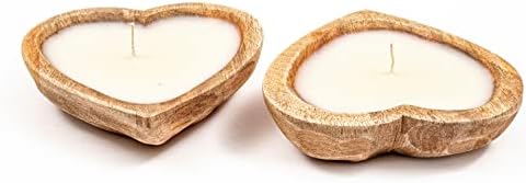 Heart Shaped Wooden Bowl Candle with 3 Wicks 5 oz