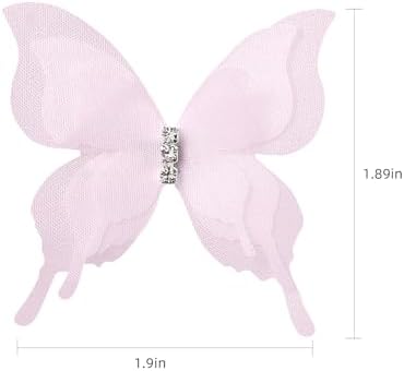 SUQ I OME 12pcs White Organza Pink Butterfly Curtain Decor