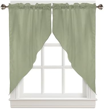 Sage Green Swag Valance 2 Pack for Windows Rod Pocket 36x36 Inch