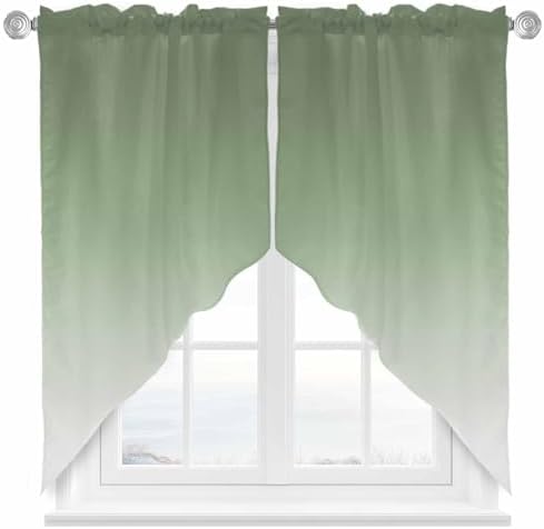 Swag Valances for Windows Gradient Sage Green 2 Panels 28x36 Inch