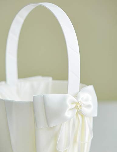 Wedding Flower Girl Basket and Ring Bearer Pillow Set - Ivory