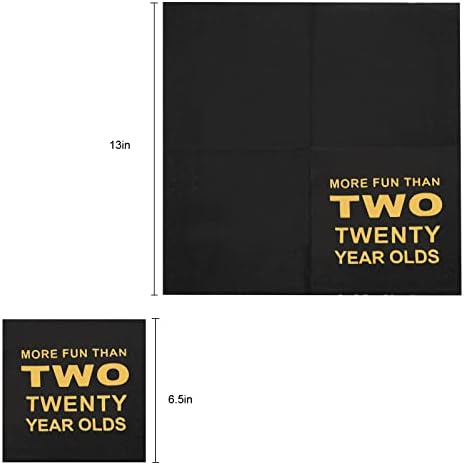 Apriciti Black Gold Cocktail Napkins 40th Birthday