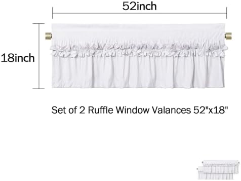 HIG 2 Pack White Ruffle Bow Tie Valances