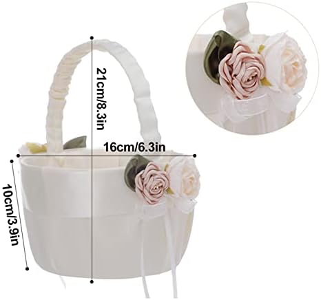 Fofetbfo Wedding Flower Girl Basket and Ring Pillow Set of 2