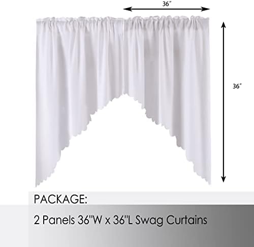 VORTTA White Burlap Look Swag Curtains 36 Inch 2 Panels