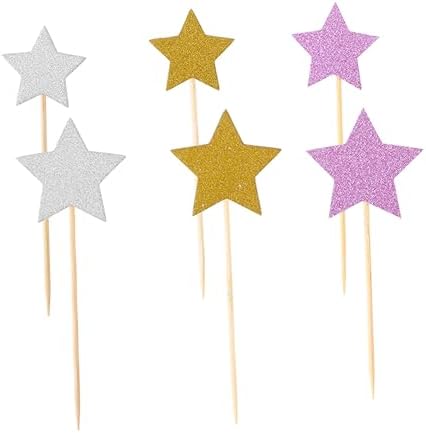 36pcs Star Cake Toppers for Weddings Birthdays Festivals Reusable Picks