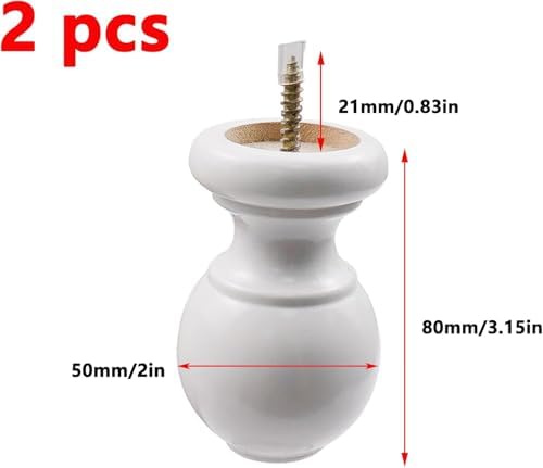 Antrader White Wood Curtain Rod Finials 2 Pcs