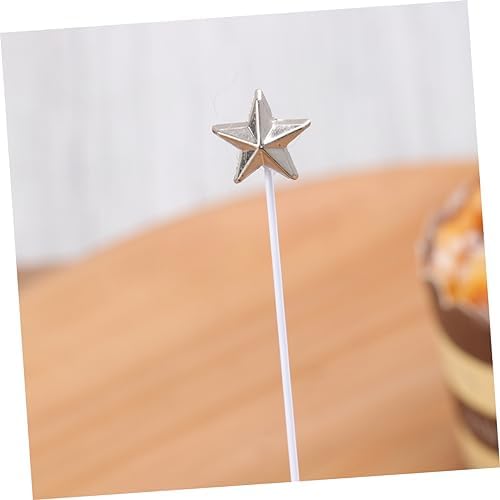 OFFIGAM 50 Pcs 3D Silver Star Cake Decorators