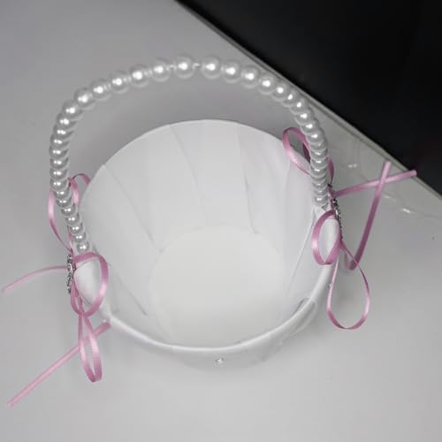 2 Pcs Wedding Flower Girl Baskets Pink