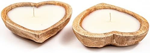 Heart Shaped Wooden Bowl Candle with 3 Wicks 5 oz