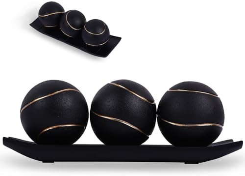 LCCCK Decorative Tray with Gold Orbs Set