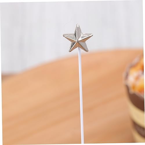 50pcs 3D Silver Star Cake Toppers for Birthday Celebrations