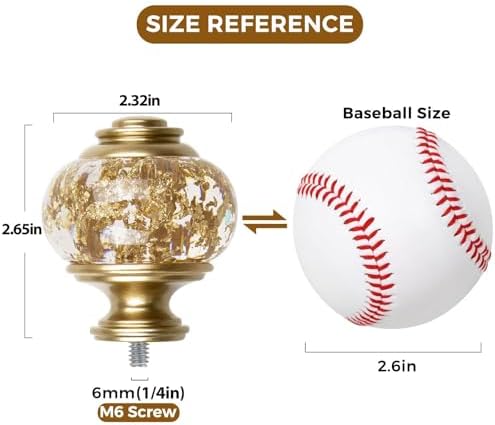 2 Pack Gold Finials for 1 or 78 Inch Curtain Rods