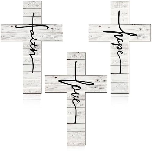 Jetec 3 Pieces Faith Love Hope Cross Wall Decor
