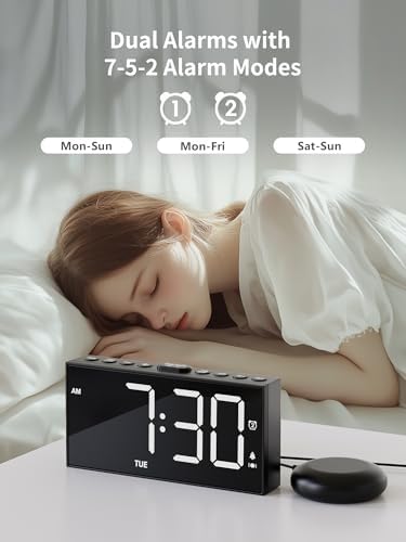 ROCAM Loud Vibrating Alarm Clock with Bed Shaker
