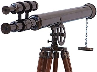 Hampton Nautical Black Floor Standing Telescope Nautical Decoration