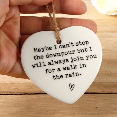 Maybe I Cant Stop the Downpour Plaque Ceramic Heart Friendship Gift Hanging Ornament