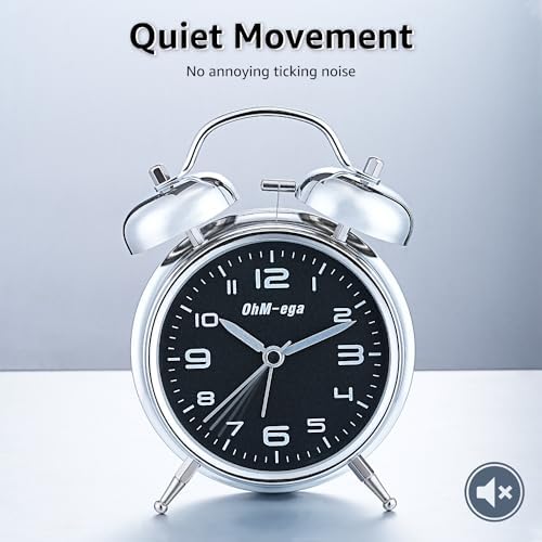 OhM-ega Classic Metal Twin Bell Alarm Clock