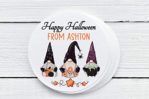 Personalized Gnome Halloween Party Favor Labels