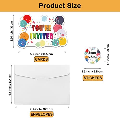 REWIDPARTY Balloon Party Invitations Set of 15