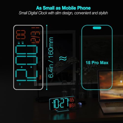 Kosumosu 67in Digital Alarm Clock with Auto Dimming