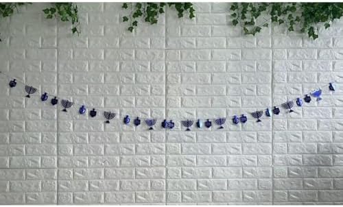Rite Lite Hanukkah Garland Blue Silver Dreidel 9 Feet Long