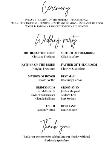 Social Stationery Wedding Program Fans Set of 100 Fully Assembled