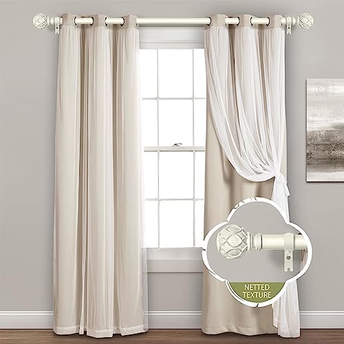 TANGWIN Antique White Farmhouse Curtain Rod Set