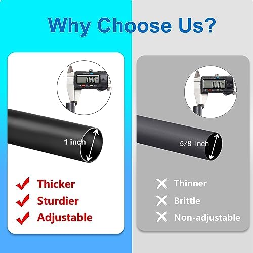 Adjustable Curtain Rod 16-144 Inches 1 Inch Diameter Black Aluminum Finials