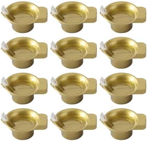 12 Pcs Flameless Gold Diya Lamp Decorations